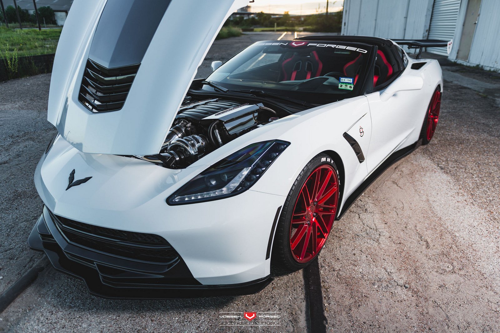 chevy, Corvette c7, Vossen, Wheels, Cars, Coupe, White Wallpaper