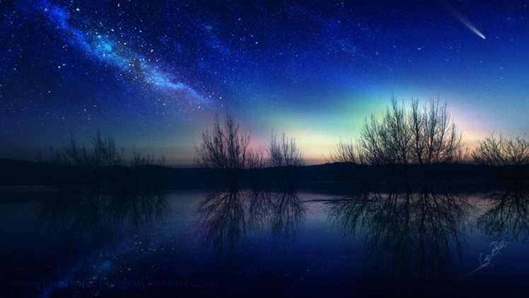 nature, Beautiful, Sky, Star, Tree, Blue HD / Desktop and Mobile Backgrounds