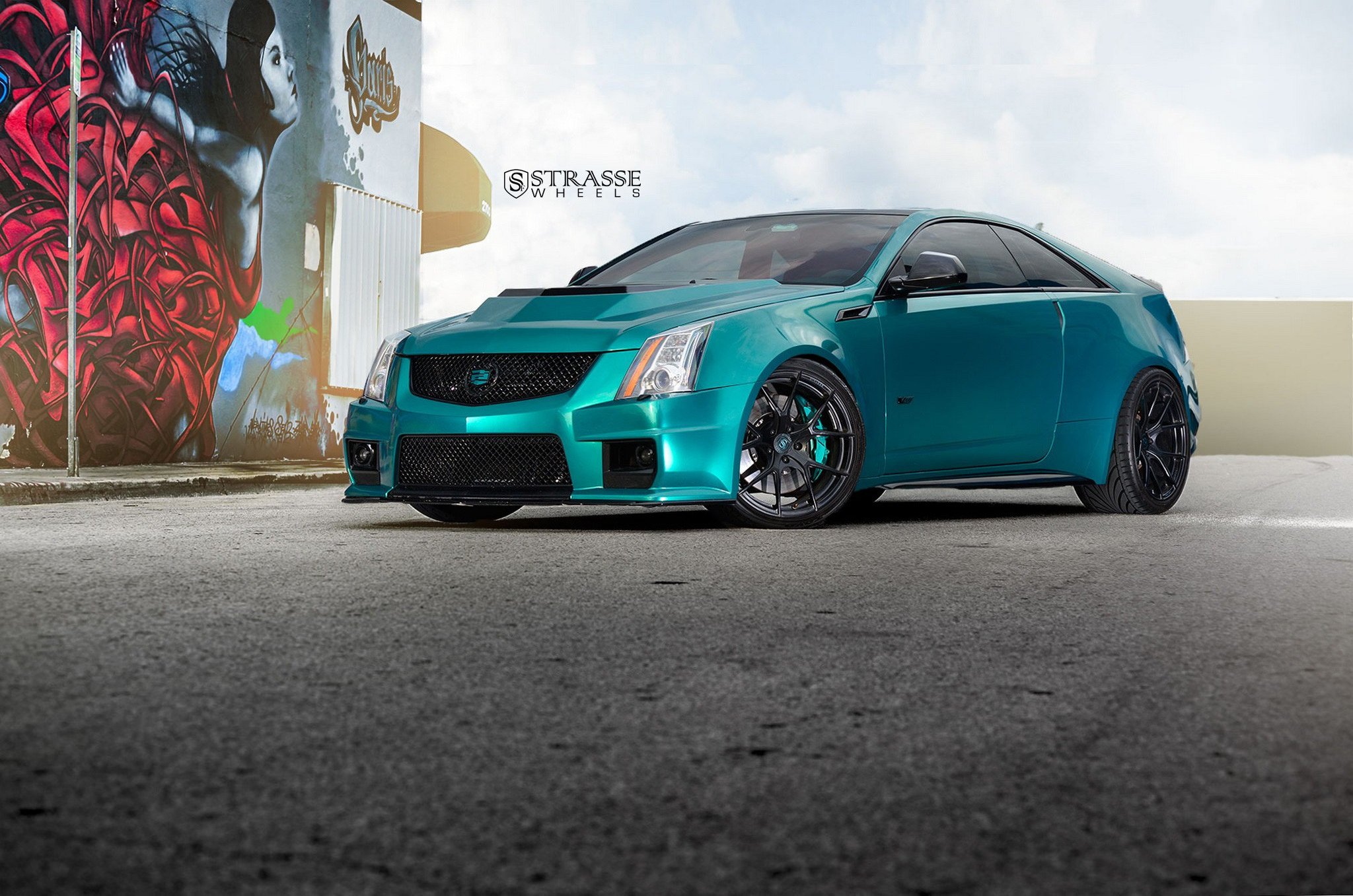 strasse, Wheels, Gallery, Cadillac, Cts v, Green, Cars, Coupe Wallpaper