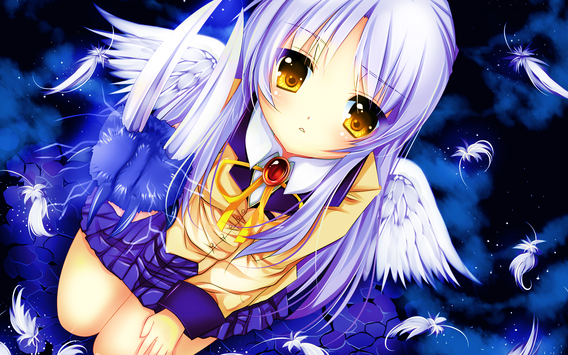 angel, Angel, Beats , Tachibana, Kanade, Wings, Yellow, Eyes Wallpaper