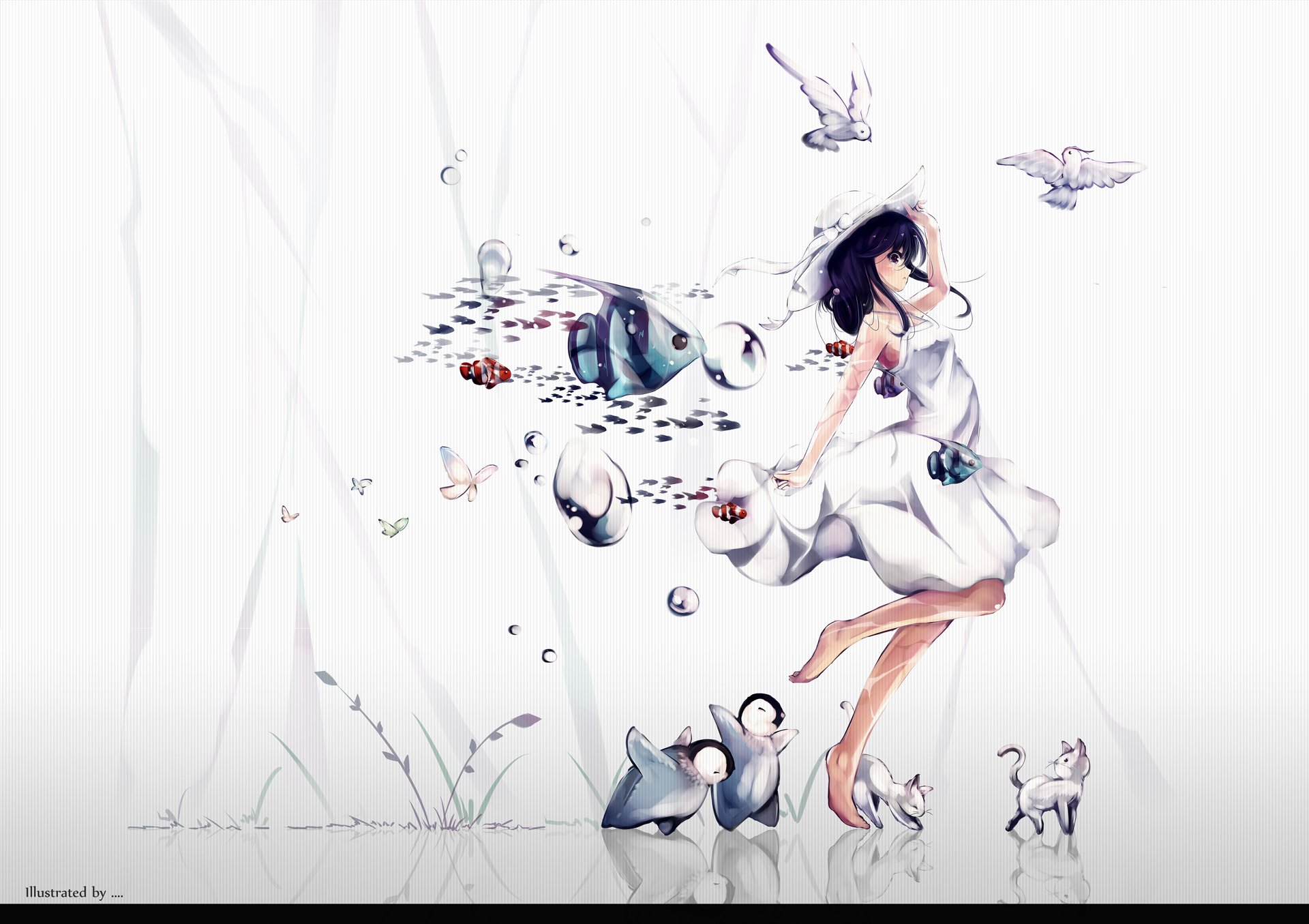 animal, Barefoot, Bird, Butterfly, Cat, Dress, Fish, Hat, Original, Oyeung Wallpaper