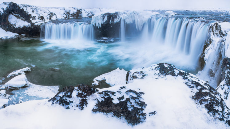 waterfall, Winter, Snow, Rivers HD Wallpaper Desktop Background