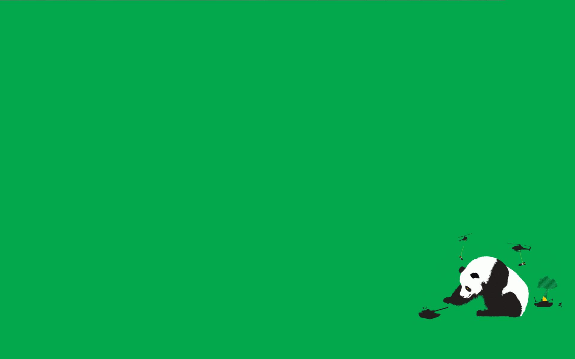 green, Minimalistic, Panda, Bears, Threadless, Fun, Art Wallpaper