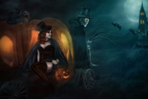 bruja, Zombie, Cementerio, Halloween