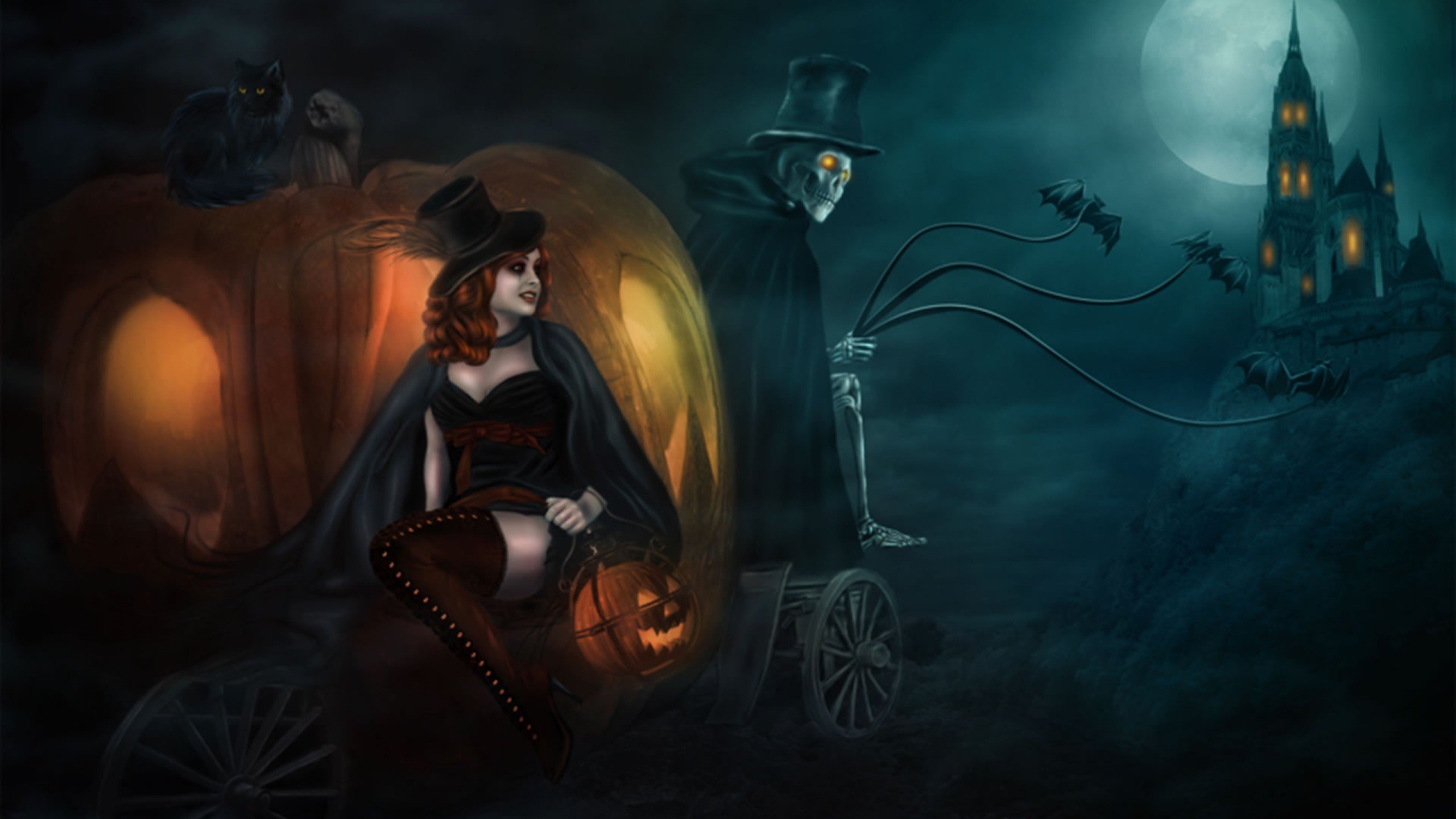 bruja, Zombie, Cementerio, Halloween Wallpaper
