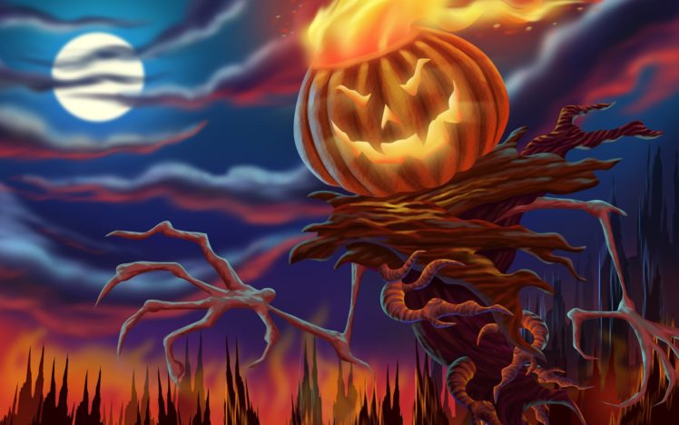 calabaza, Noche, Espanpajaros, Halloween HD Wallpaper Desktop Background