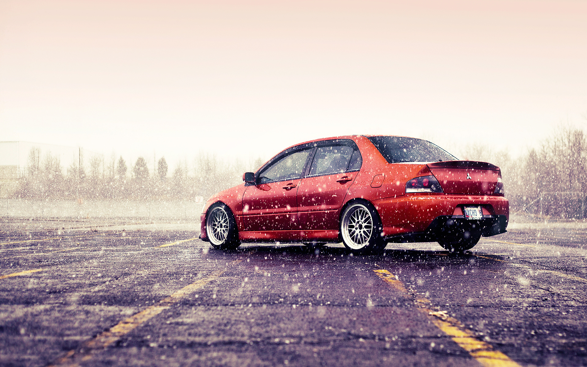 mitsubishi, Evolution, Evo, Tuning, Winter, Snowing, Flakes, Snow Wallpaper