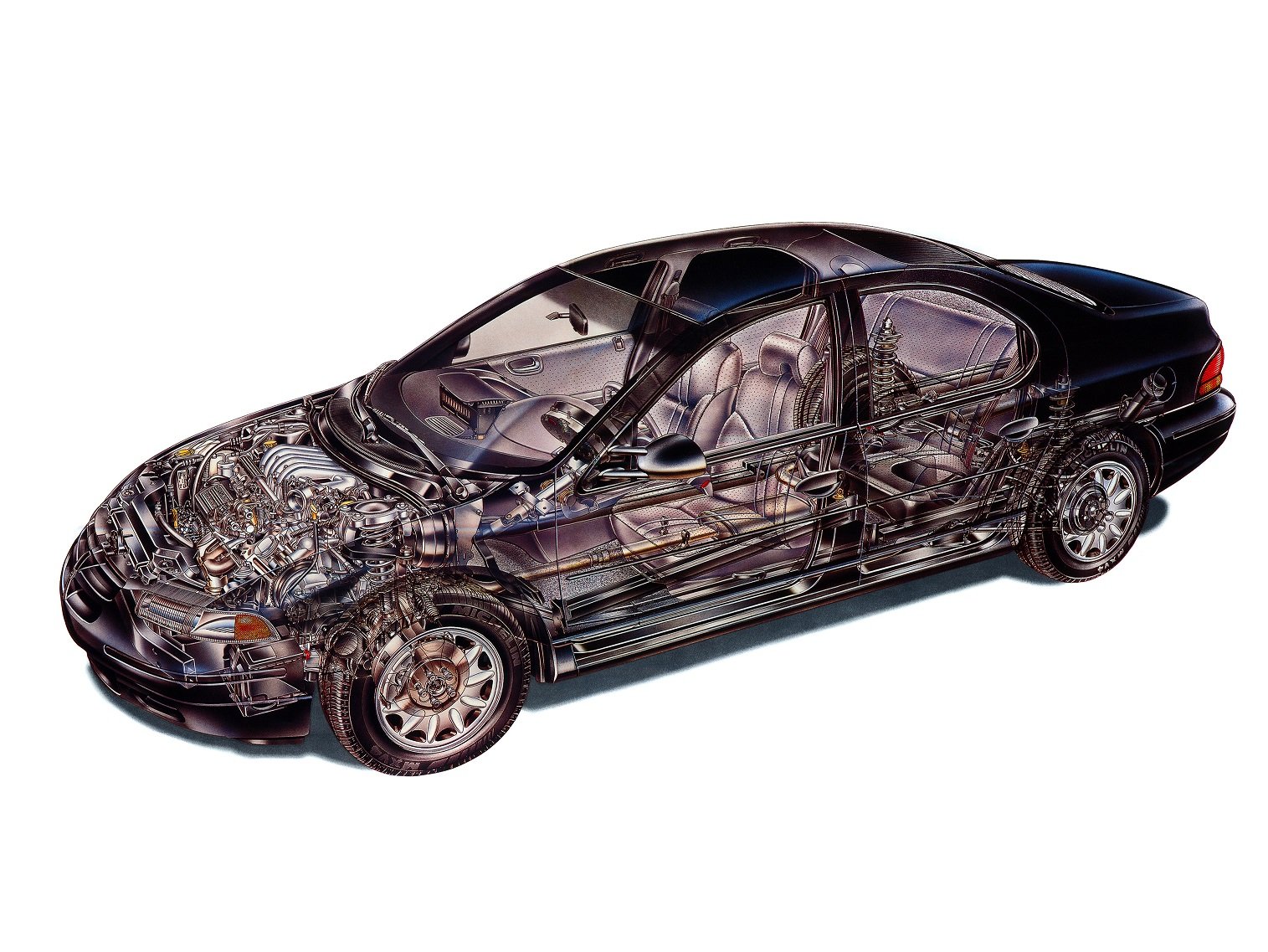 dodge, Stratus, Cars, Sedan, Cutaway, 1994 Wallpaper
