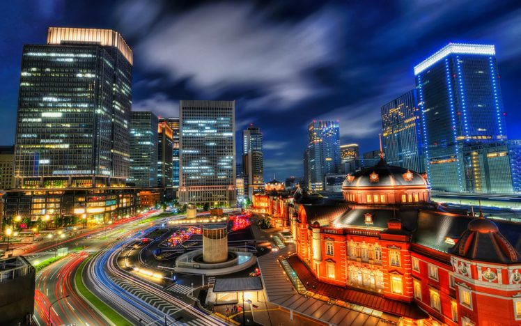 buildings,  , Cityscapes,  , Night,  , Station,  , Tokyo,  , Urban HD Wallpaper Desktop Background