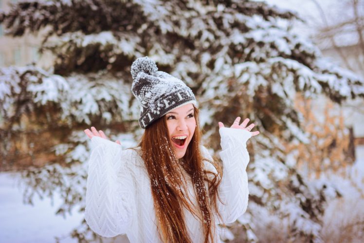 winter, Snow, Landscape, Nature, Girl, Mood, Happy HD Wallpaper Desktop Background