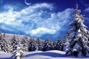 winter, Snow, Landscape, Nature, Moon