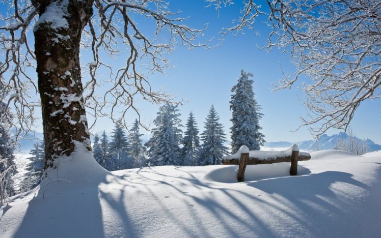 winter, Snow, Landscape, Nature, Bench HD Wallpaper Desktop Background