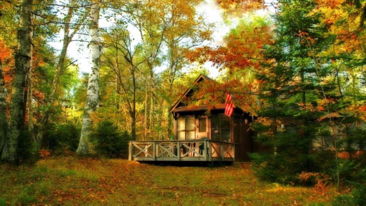 autumn, Fall, Landscape, Nature, Tree, Forest, Leaf, Leaves, House HD Wallpaper Desktop Background