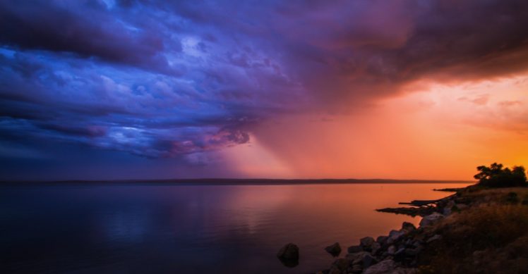 storm, Weather, Rain, Sky, Clouds, Nature, Ocean, Sea HD Wallpaper Desktop Background