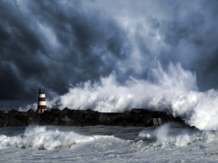 storm, Weather, Rain, Sky, Clouds, Nature, Ocean, Sea, Lighthouse HD Wallpaper Desktop Background
