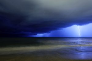 storm, Weather, Rain, Sky, Clouds, Nature, Beack, Sea, Ocean, Lightning