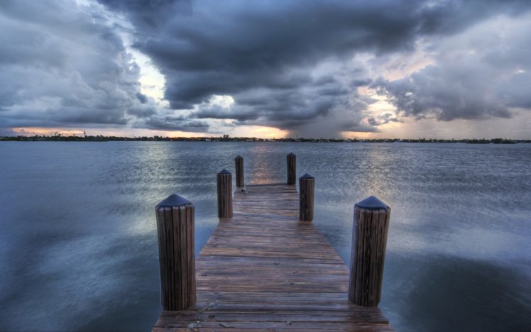 storm, Weather, Rain, Sky, Clouds, Nature, Pier, Sea, Ocean HD Wallpaper Desktop Background