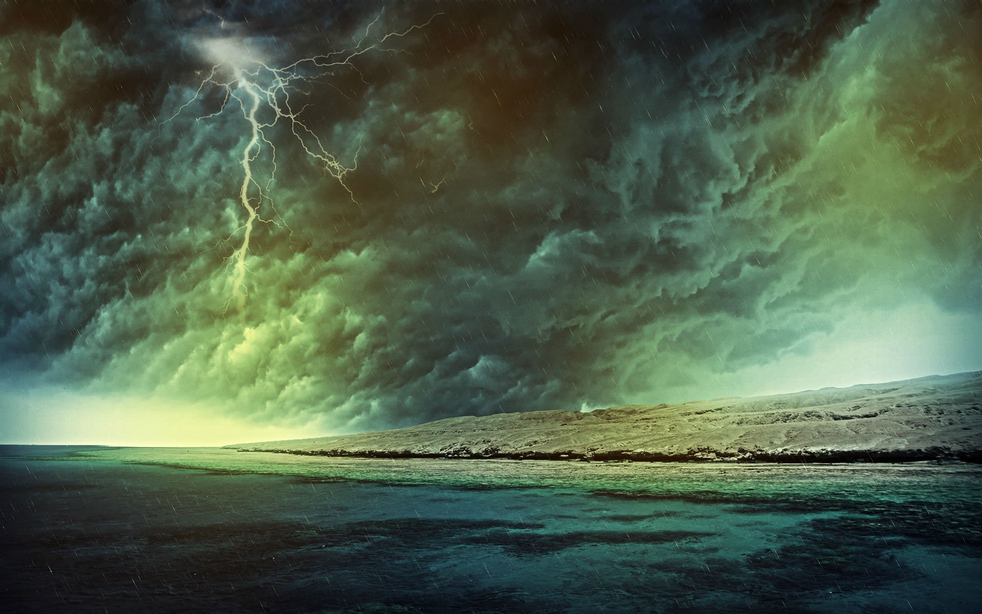 storm, Weather, Rain, Sky, Clouds, Nature, Sea, Ocean, Beach, Landscape, Lightning, Tornado Wallpaper