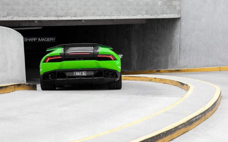 2016, Lamborghini, Huracan, Akrapovic, Exhaust, Green, Cars HD Wallpaper Desktop Background