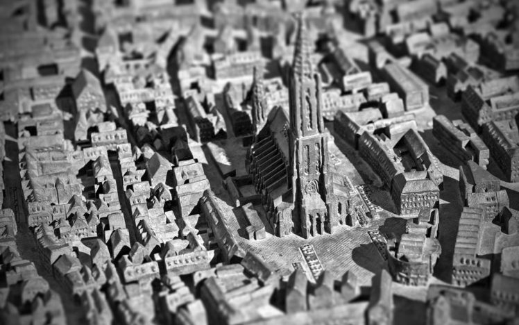 model, Buildings, Miniature, B, W, Tilt shift, Tilt, Shift, Tiltshift, City, Cities HD Wallpaper Desktop Background
