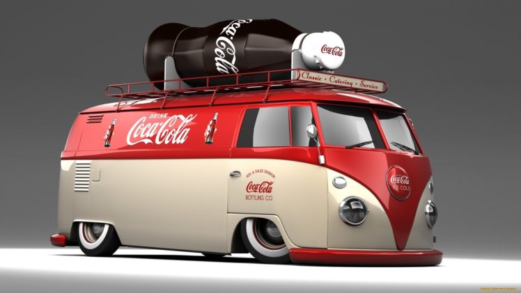 volkswagen, Bus, Volkswagen, Classic, Car, Classic, Coca cola, Coke, Tuning, Coca, Cola, Products HD Wallpaper Desktop Background