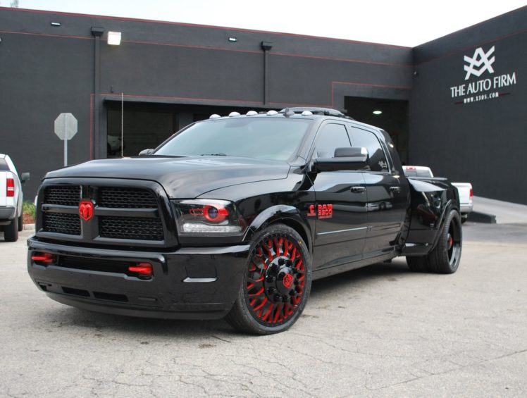 2014, Avorza, Dodge, Ram, 3500, Dually, Black, And, Red, Edition HD Wallpaper Desktop Background