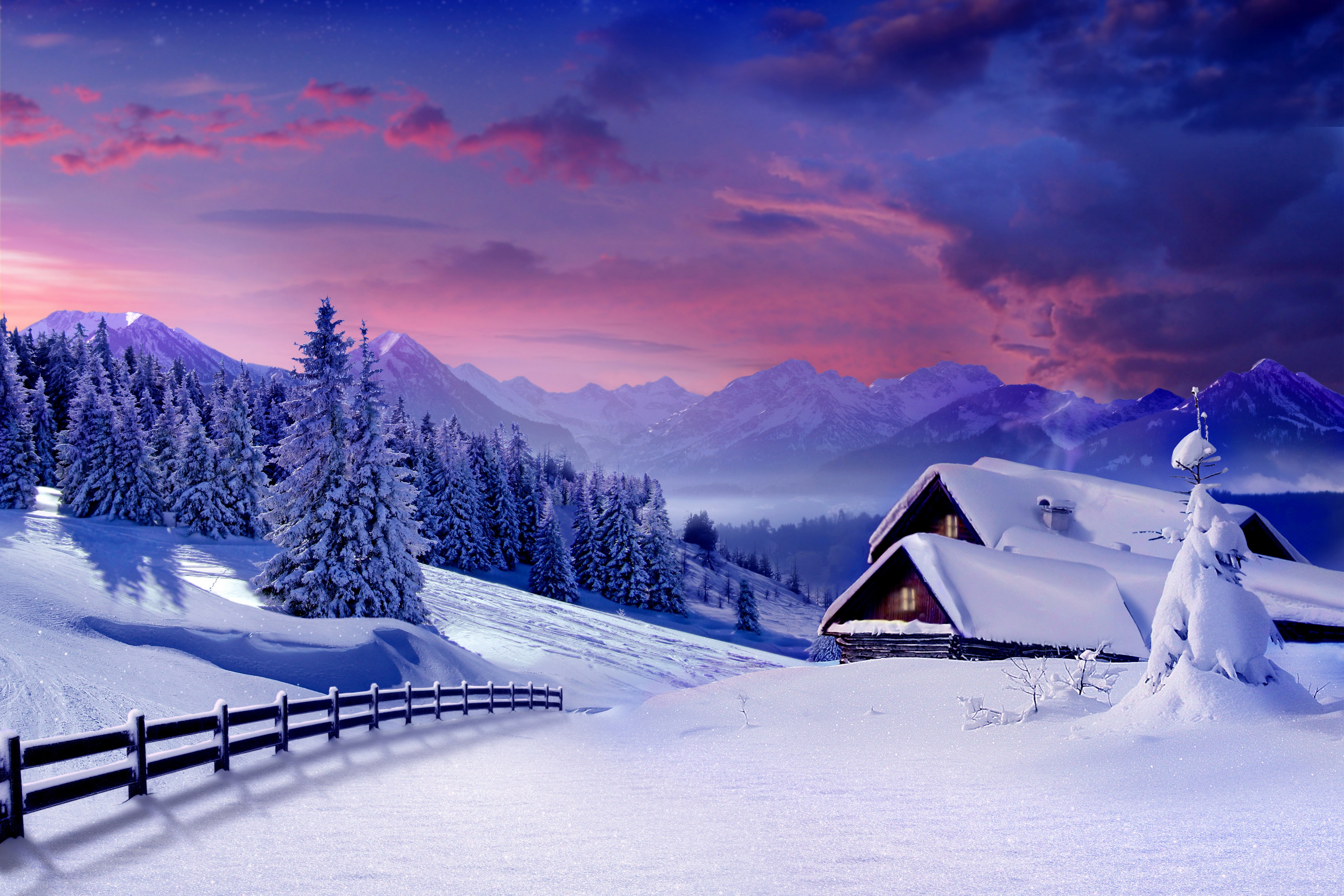 nature, Hut, Forest, Snow, Winter, Trees, Cabin Wallpaper