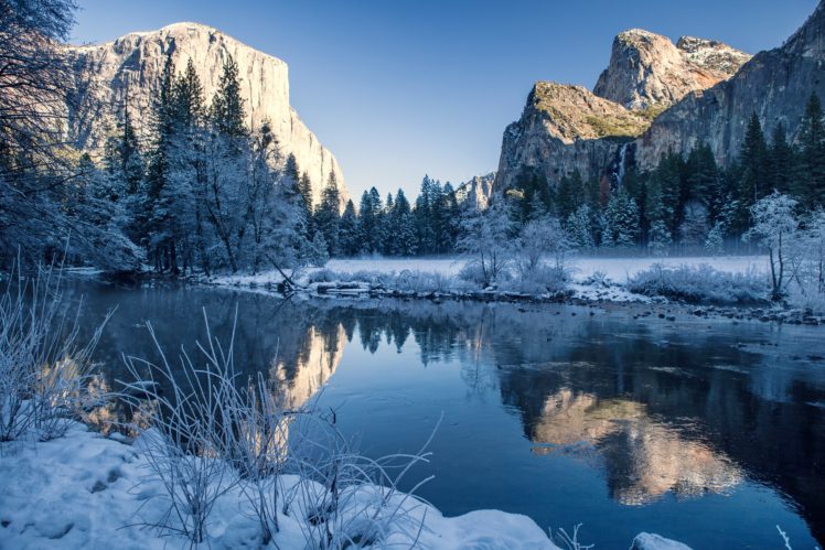 snow, Nature, Winter, Forest, Lake HD Wallpaper Desktop Background