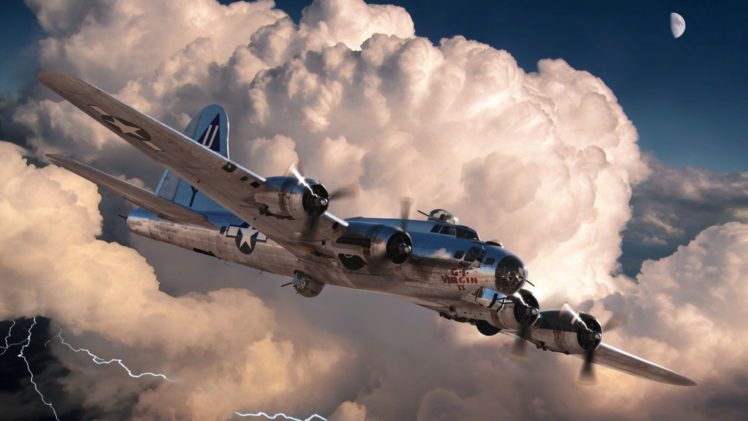 avion, Bombardero, Nubes, Cielo, Paisaje HD Wallpaper Desktop Background