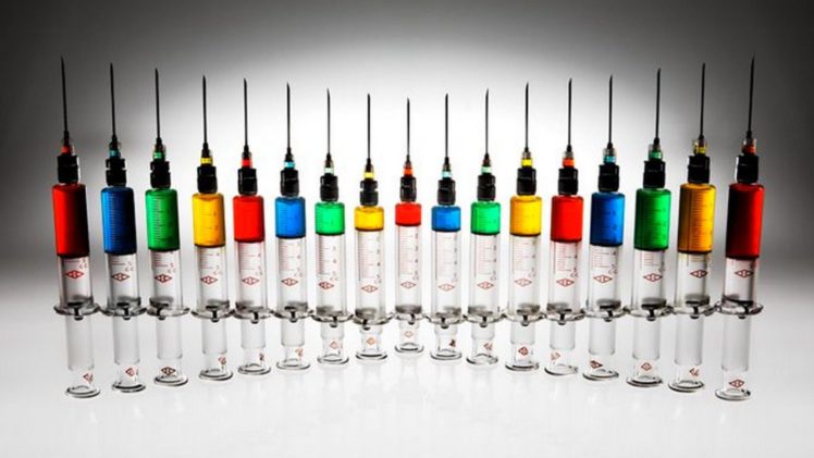 syringes with colored paint HD Wallpaper Desktop Background