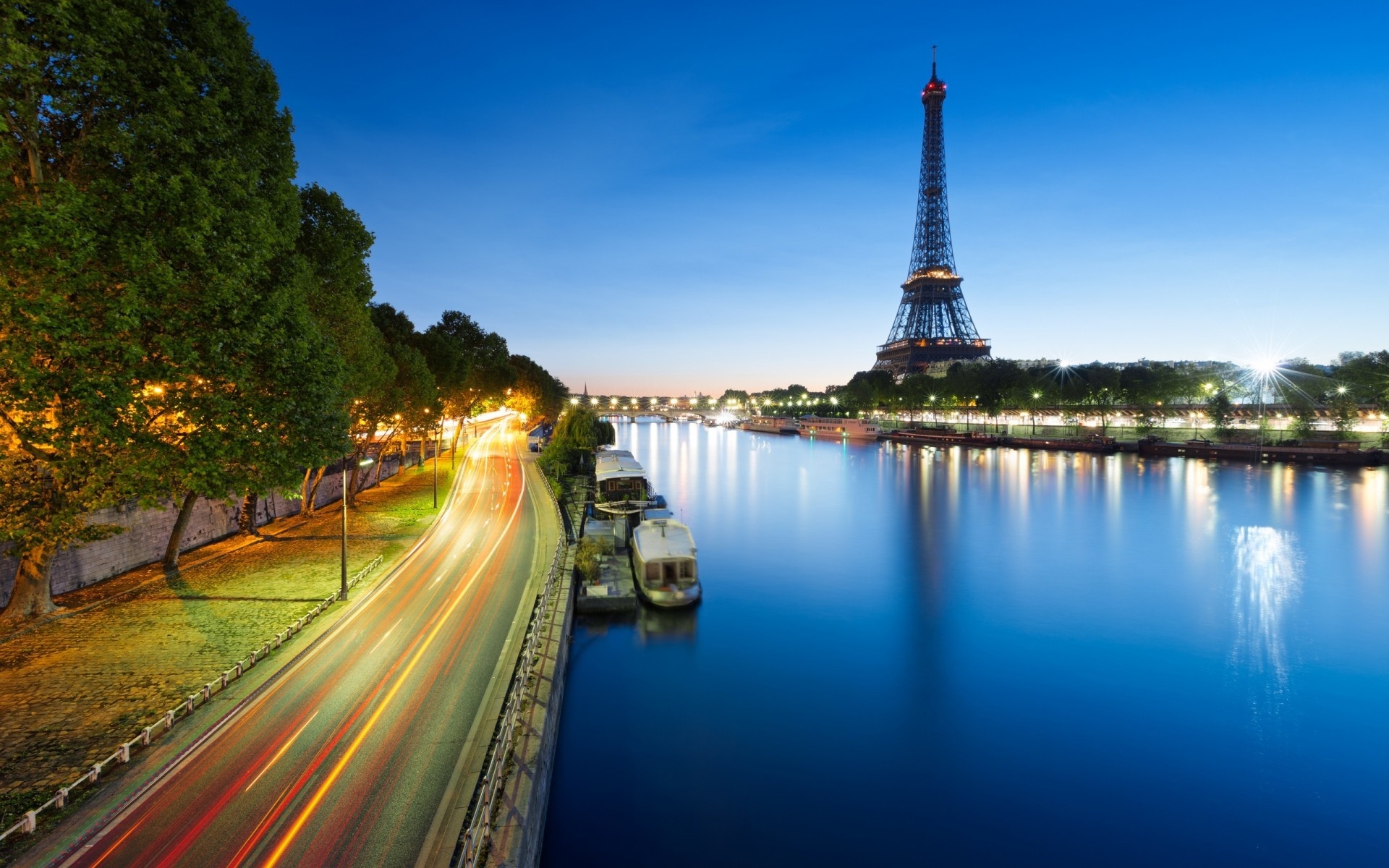eiffel, Tower, Monument, Rivers, Roads, Reflection Wallpaper