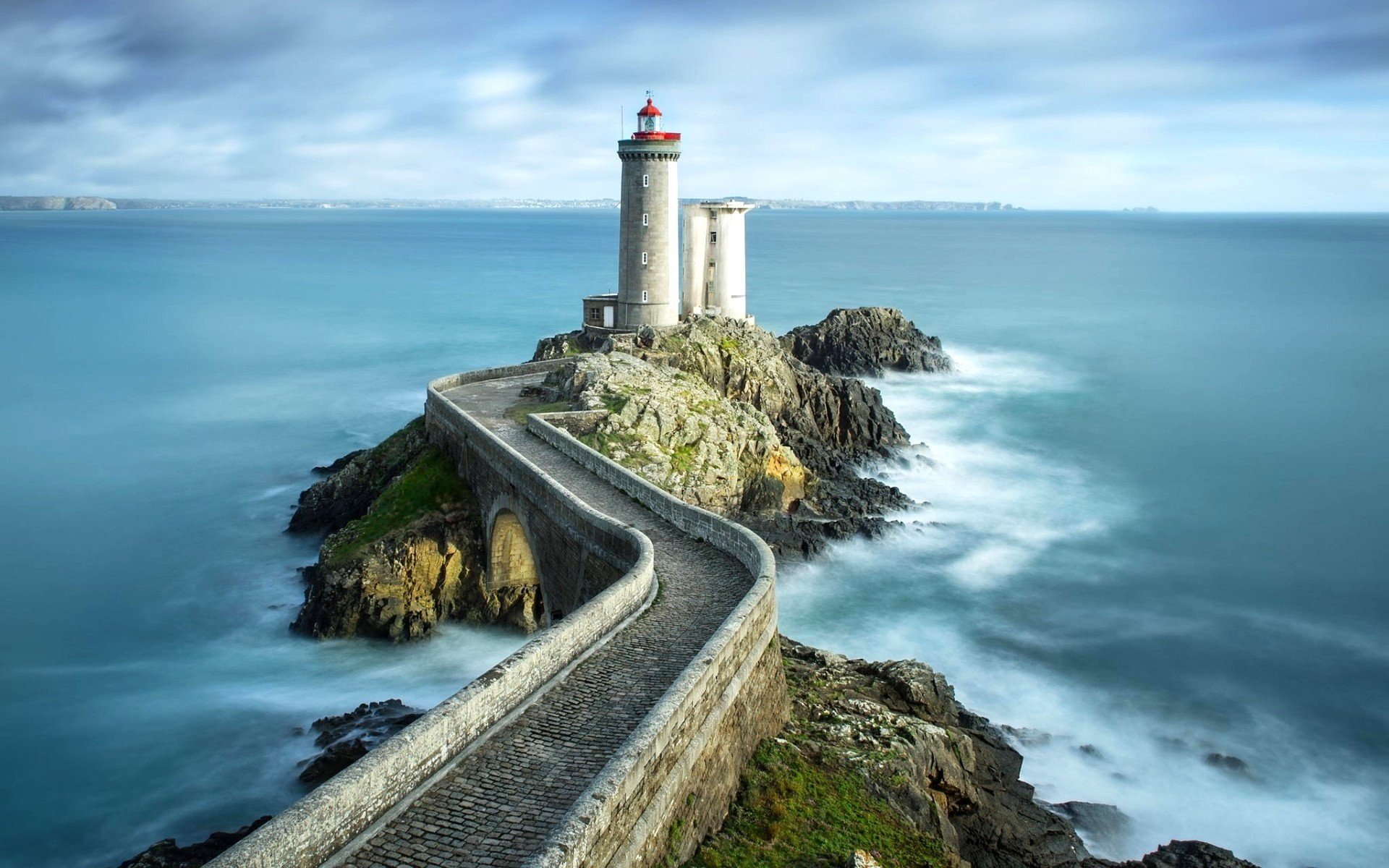 sky, Sea, Road, Lighthouse Wallpaper
