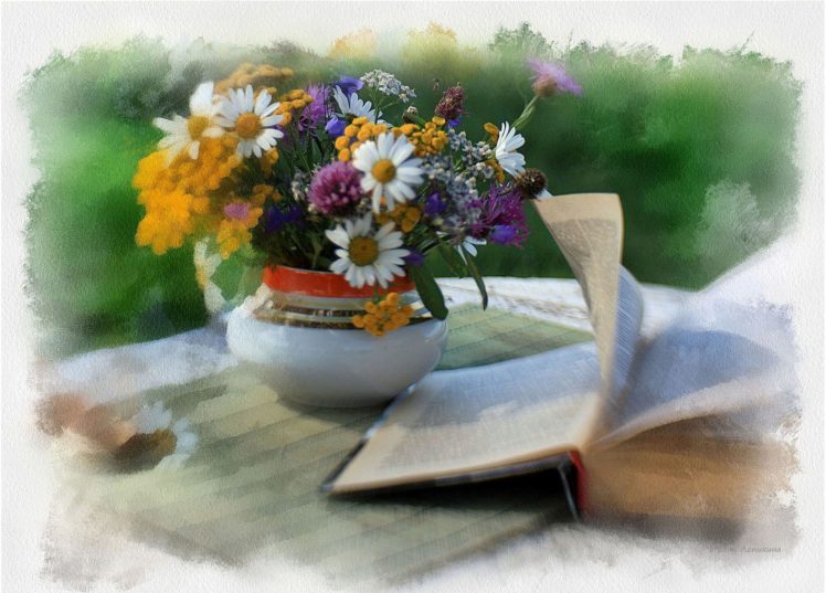 still, Life, Table, Vase, Flowers, Flower, Book HD Wallpaper Desktop Background