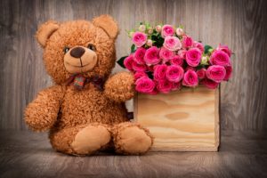 roses, Basket, Bouquet, Teddy, Bear, Love, Mood