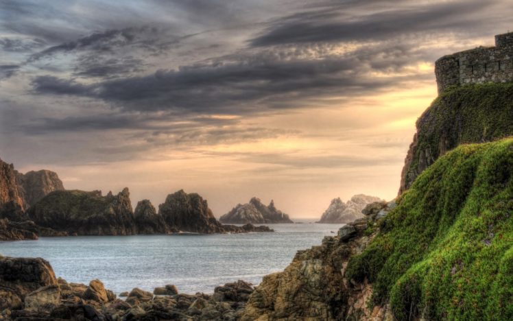 ireland, Sea, Coast, Rocks, Moss, Bay HD Wallpaper Desktop Background