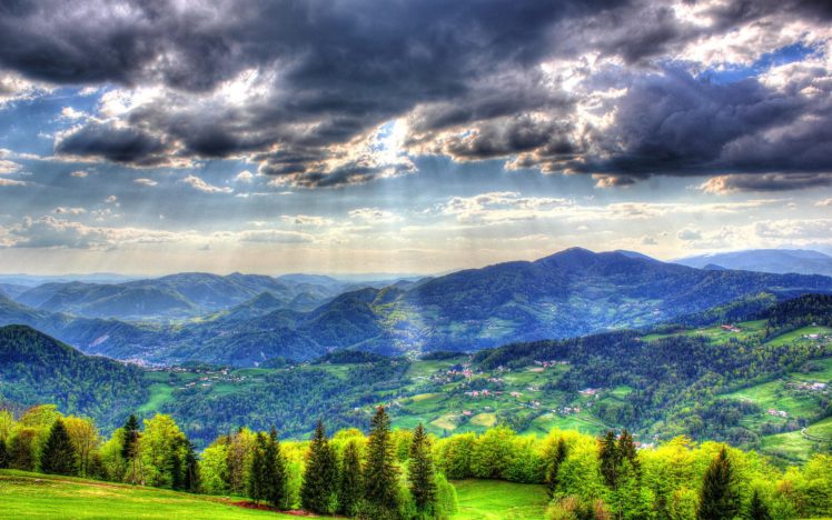 landscape, Mountain, Forest, Sky, Slovenia, Spruce, Clouds HD Wallpaper Desktop Background