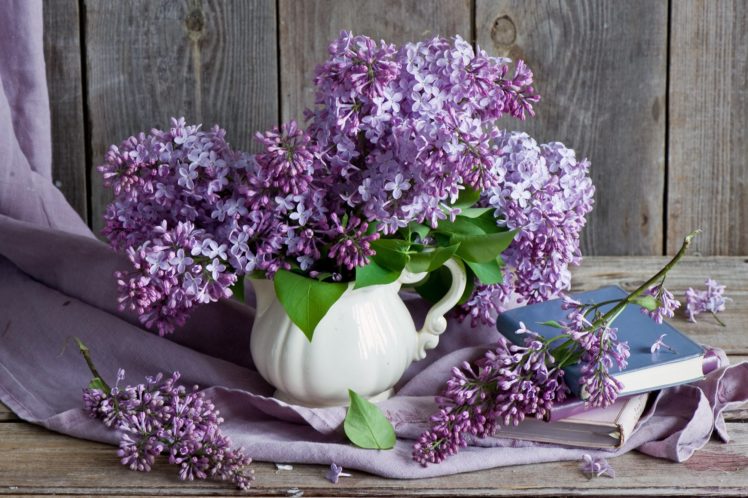 lilac, Bouquet, Branch, Book, Still, Life HD Wallpaper Desktop Background