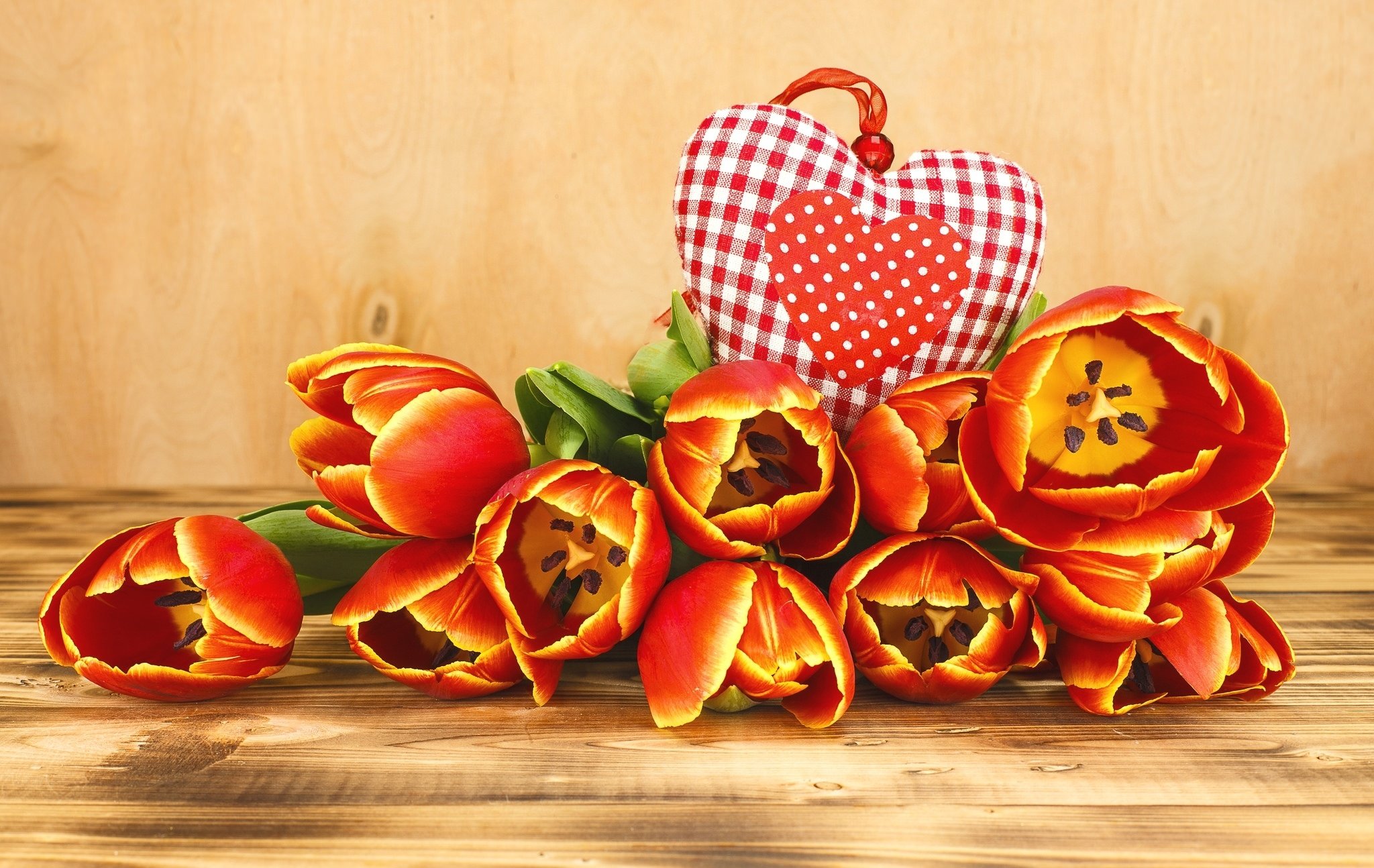 tulips, Buds, Heart Wallpaper