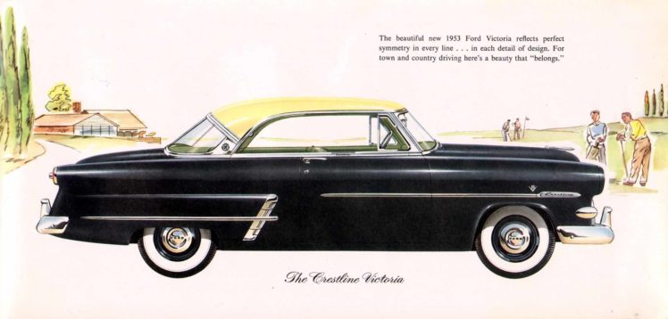 1952, Ford, Crestline, Retro, Poster HD Wallpaper Desktop Background