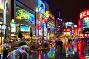 tokio, Japon, Asia, Noche, Luces, Edificios