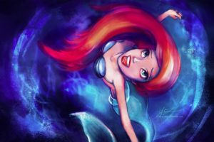 ariel, The, Little, Mermaid, Cartoon, Artwork