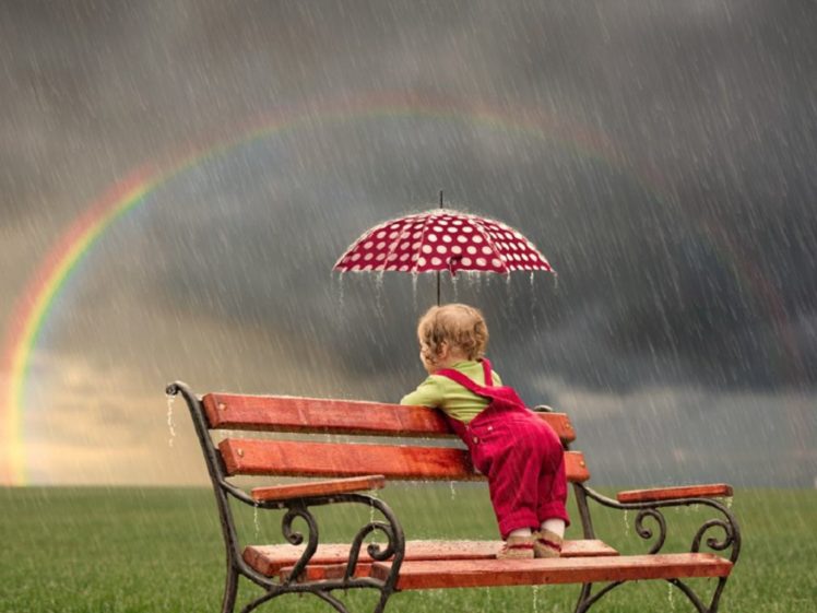 umbrella, Child, Rain, Nature, Cloud, Baby HD Wallpaper Desktop Background