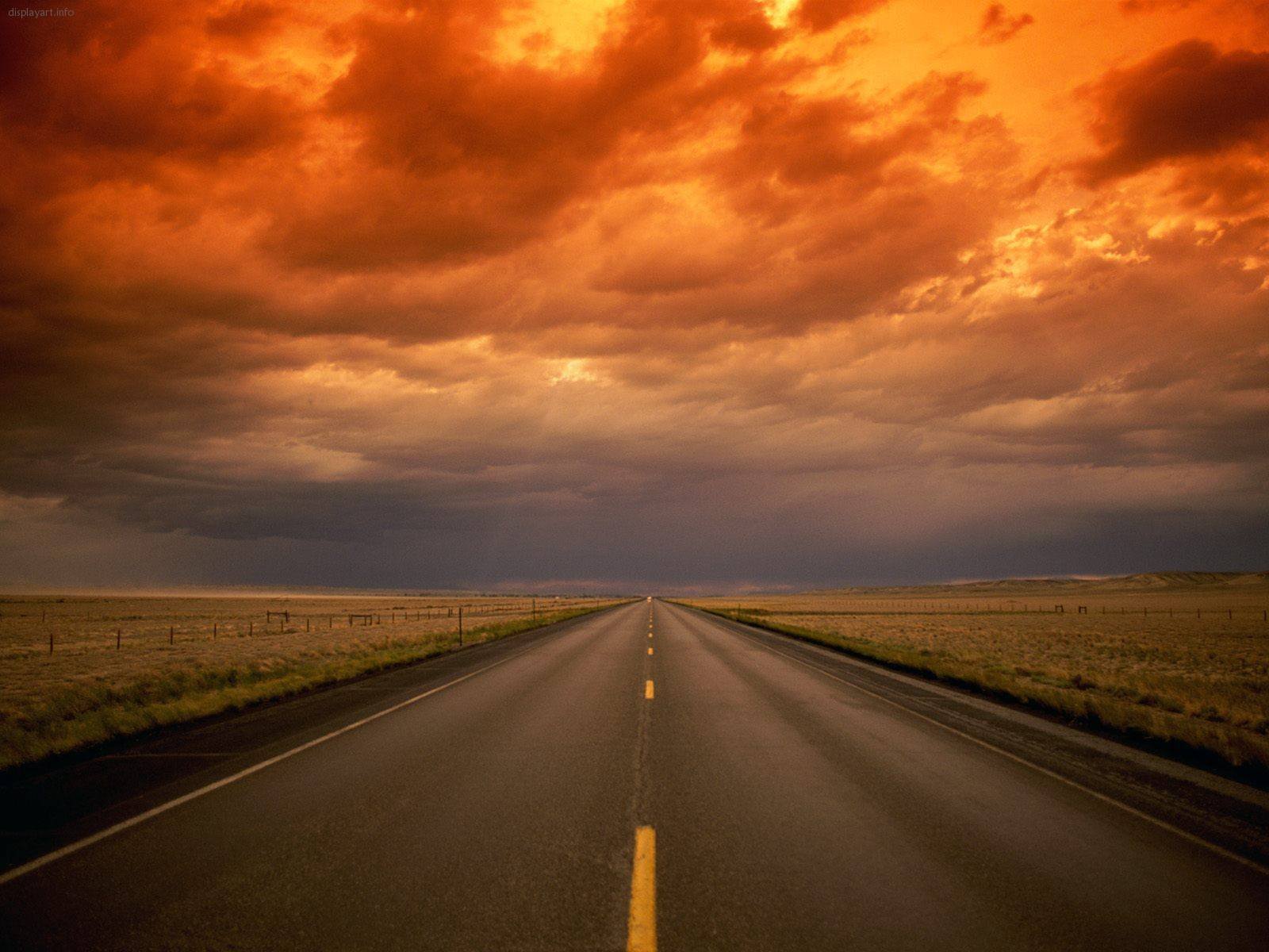 carretera, Nubes, Cielo, Naturaleza Wallpaper