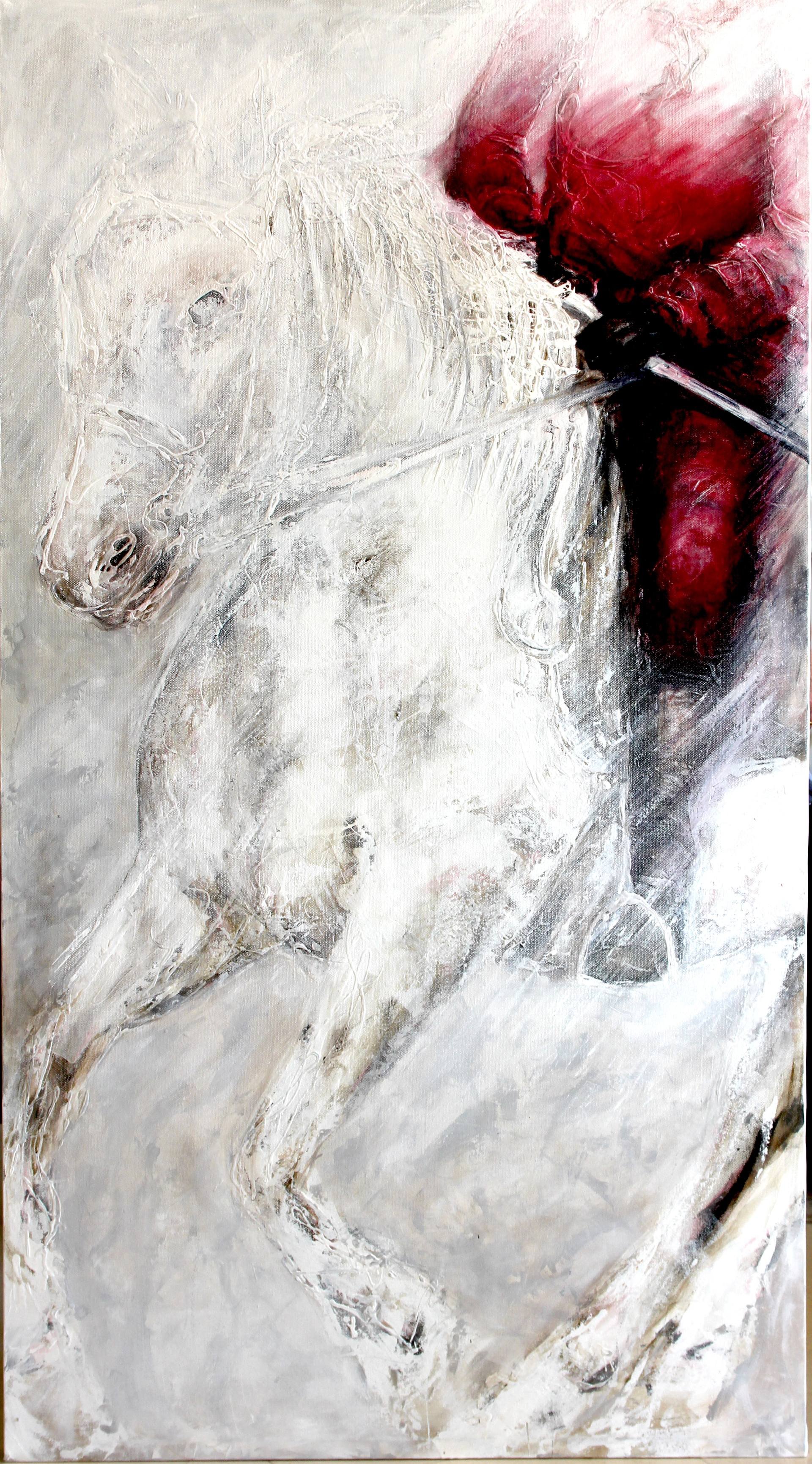 red, White, Horse, Art, Oil, Painting Wallpaper
