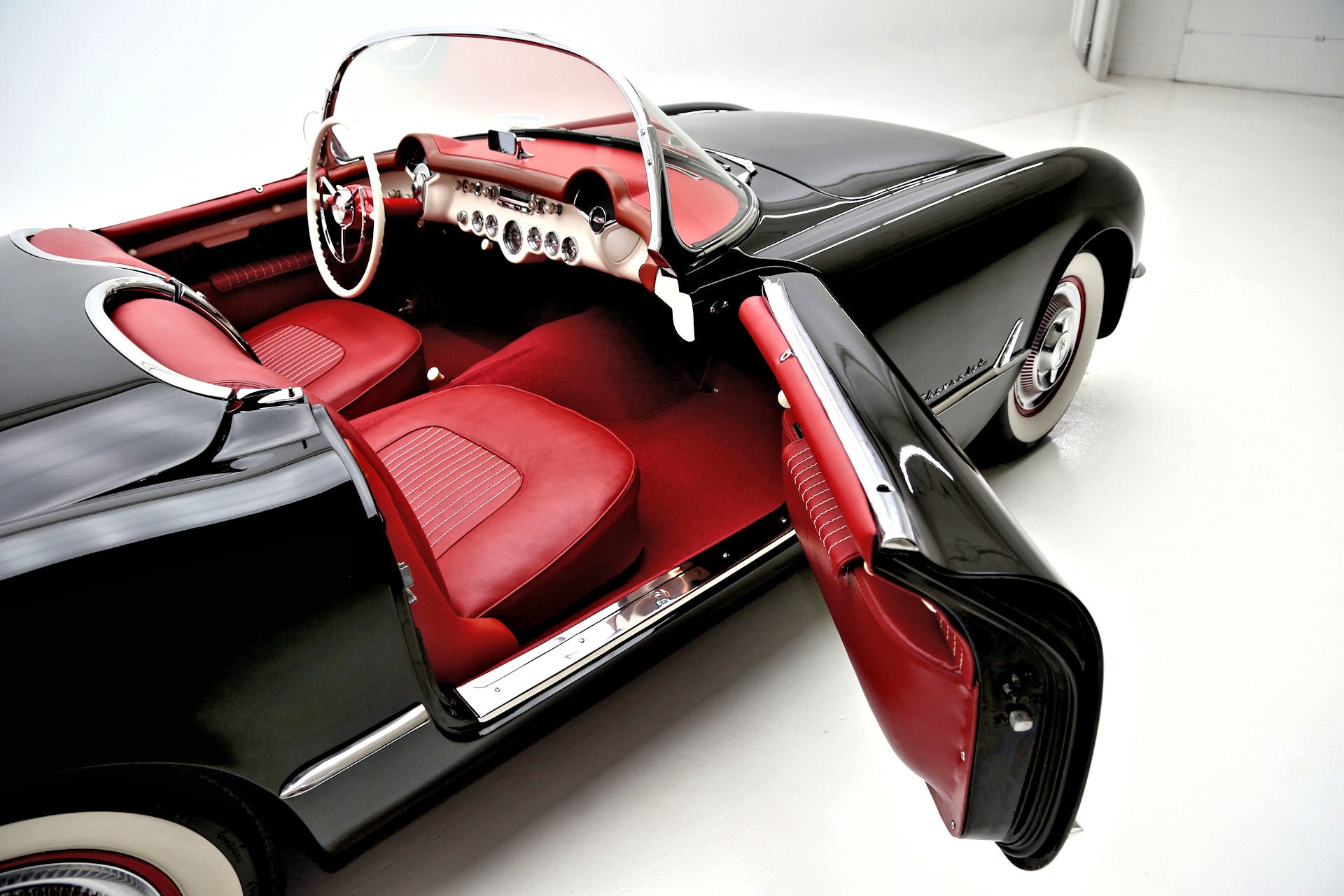 1954, Chevrolet, Corvette, Roadster, Muscle, Retro, Supercar Wallpaper