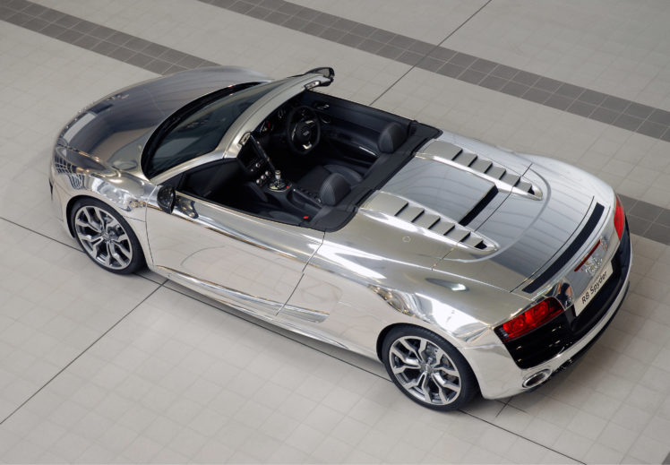 2011, Audi, R8, V10, Spyder, Chrome HD Wallpaper Desktop Background