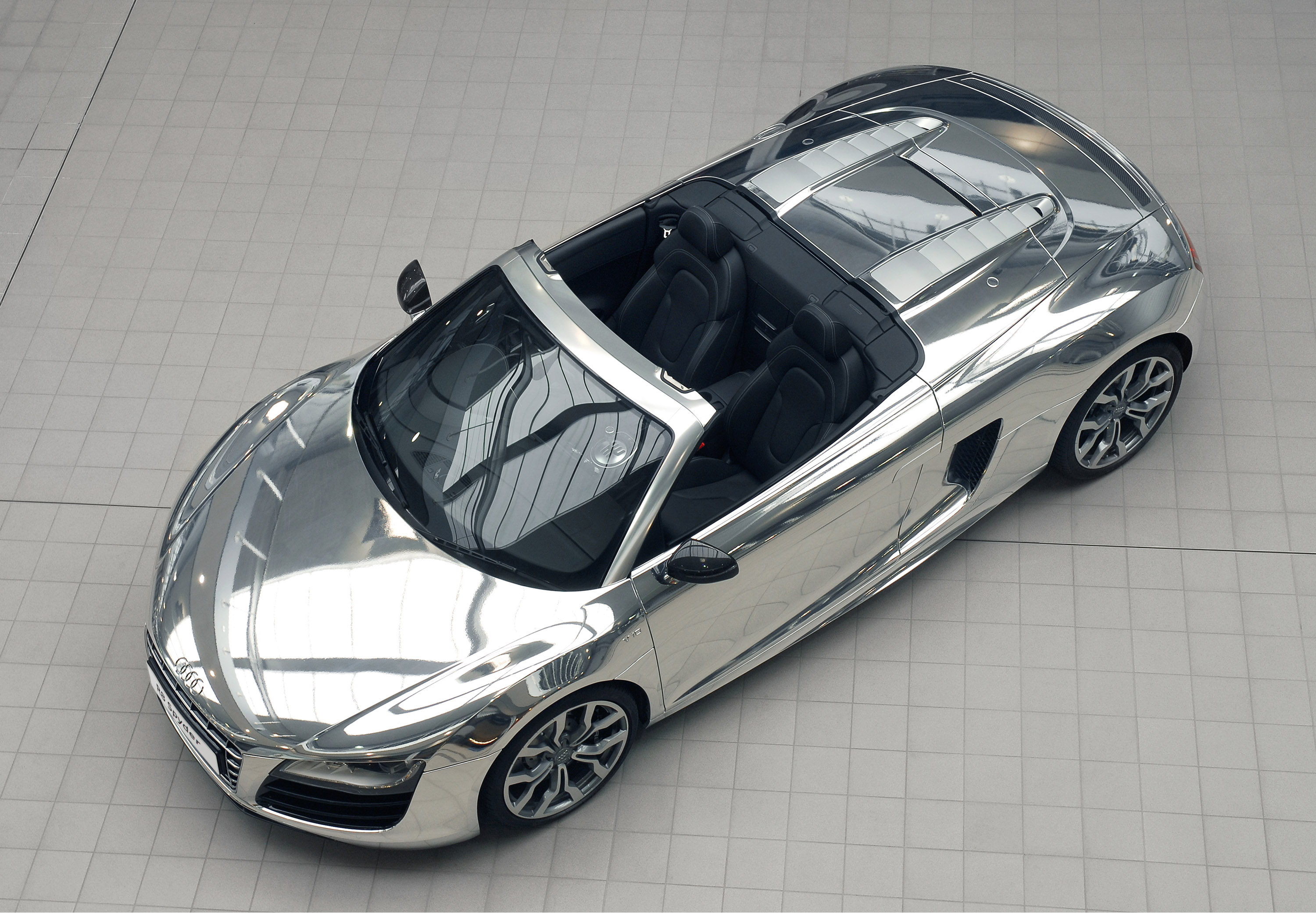 2011, Audi, R8, V10, Spyder, Chrome Wallpaper