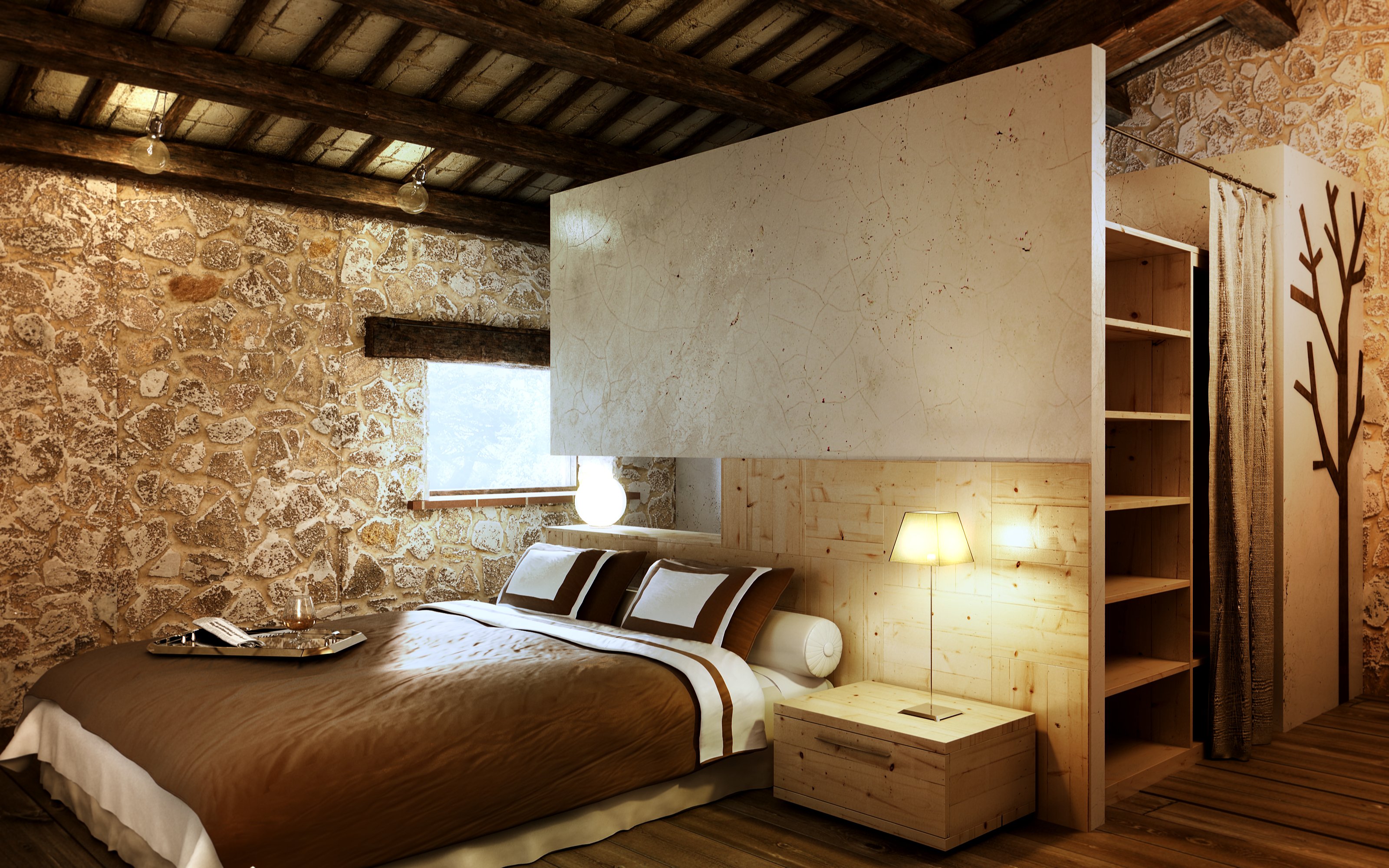 habitacion, Casa, Rural, Cama, Muebles Wallpaper