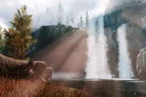 skyrim, Elder, Scrolls, Waterfall