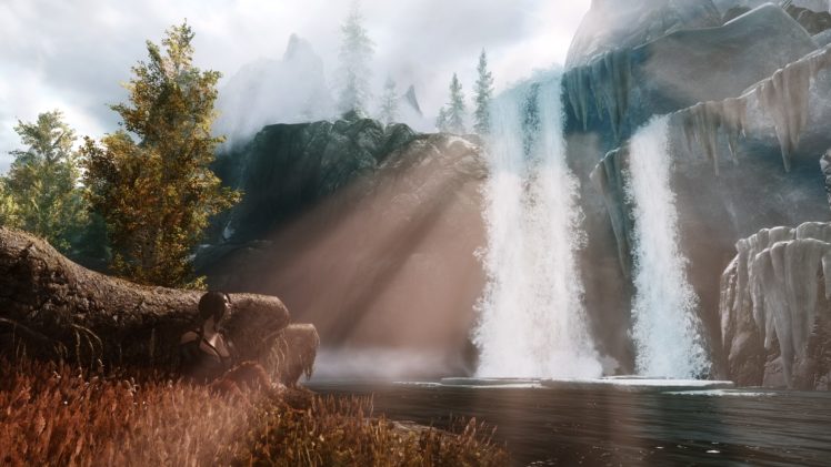 skyrim, Elder, Scrolls, Waterfall HD Wallpaper Desktop Background